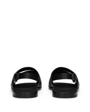 Dolce & Gabbana ロゴエンボス レザースライド - ブラック - サムネイル3