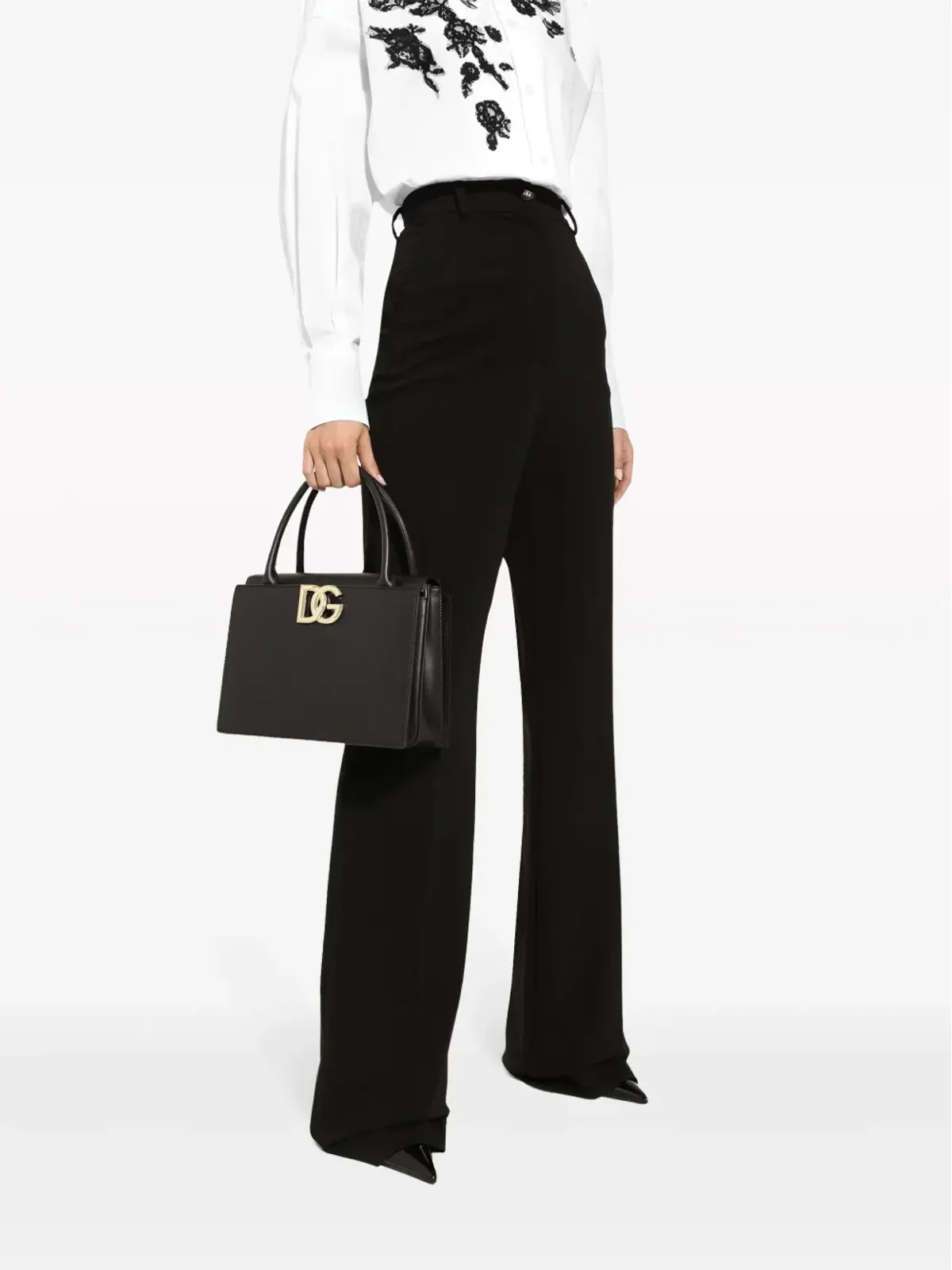 Dolce & Gabbana ロゴプレート付きレザートートバッグ - 画像2