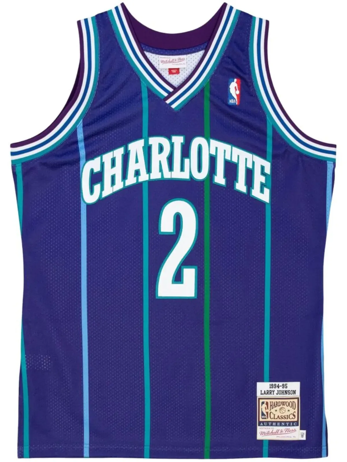 Mitchell & Ness NBA Charlotte Hornets 94 Larry Johnson authentic alternate jersey - Purple - 画像1