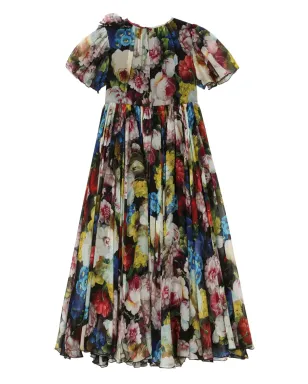 Dolce & Gabbana Kids 花柄プリント シルク ドレス ブラック - サムネイル2