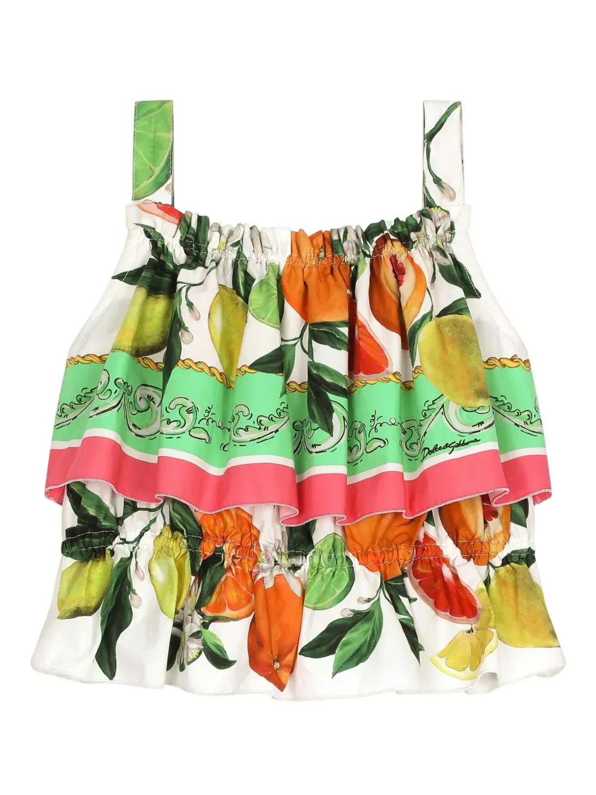 Dolce & Gabbana Kids レモン＆オレンジ柄 コットン トップス - グリーン - 画像2