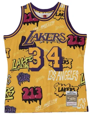 Mitchell & Ness LA Lakers 1996 Shaquille O'Neal Slap Sticker Swingman ノースリーブ ベストトップ - サムネイル1