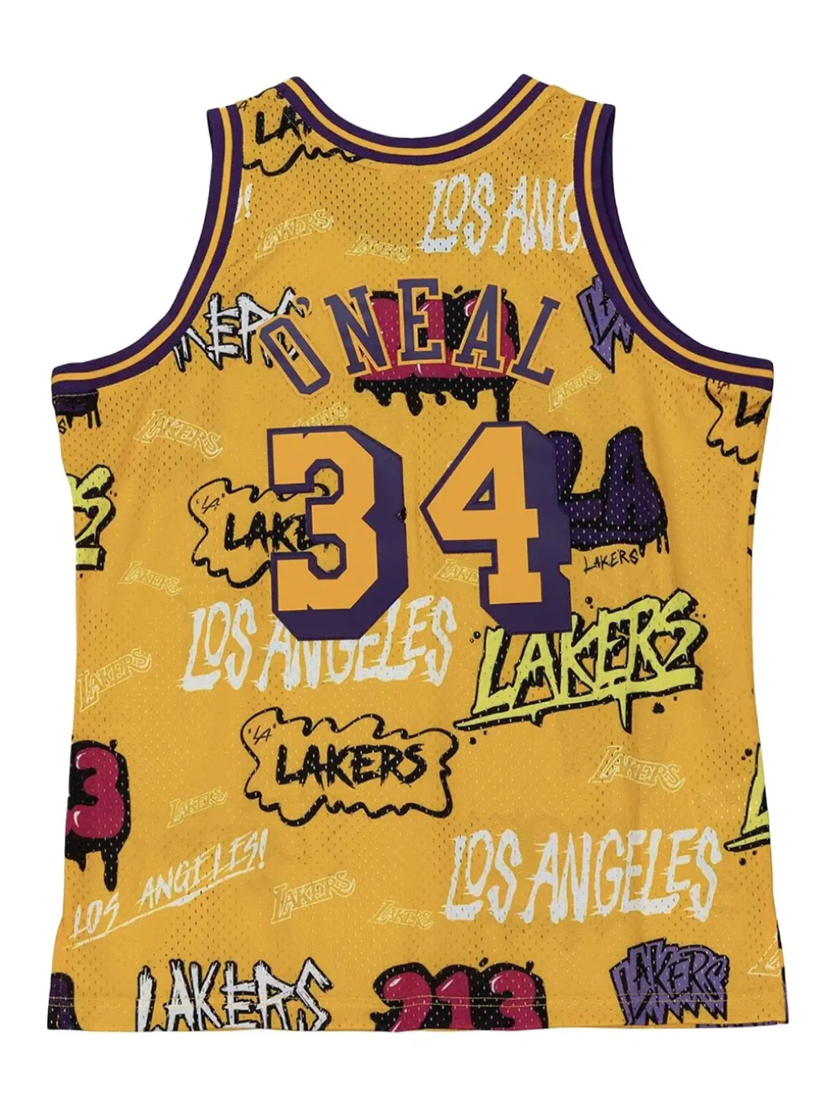 Mitchell & Ness LA Lakers 1996 Shaquille O'Neal Slap Sticker Swingman ノースリーブ ベストトップ - 画像2