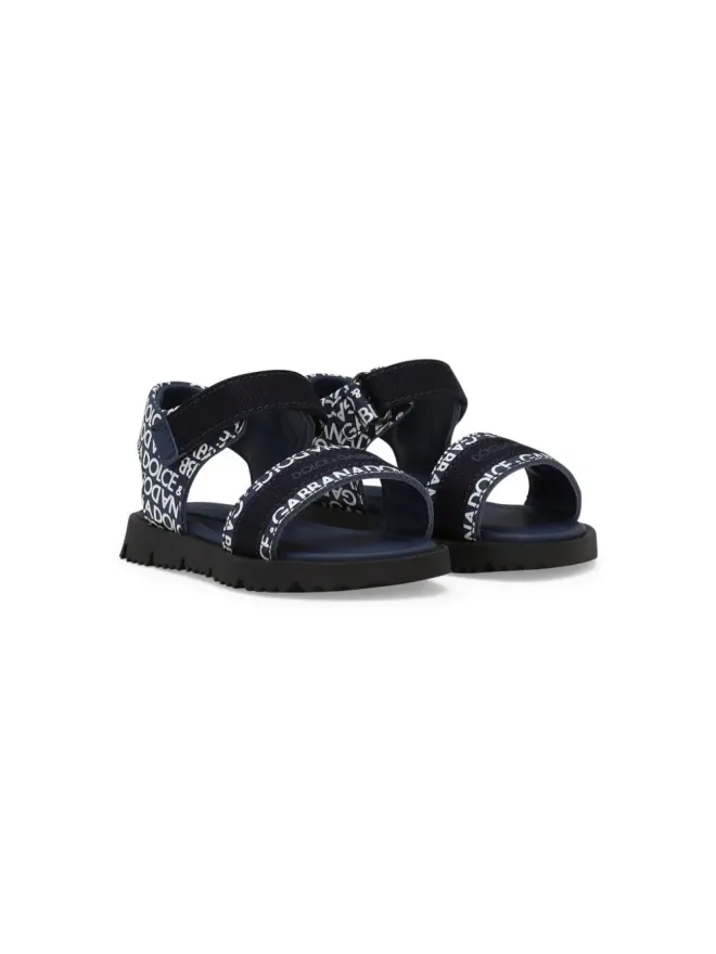 Dolce & Gabbana Kids Dolce & Gabbana Kids ロゴプリント レザー サンダル ブルーの商品画像