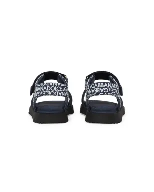 Dolce & Gabbana Kids ロゴプリント レザー サンダル ブルー - サムネイル3