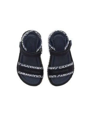 Dolce & Gabbana Kids ロゴプリント レザー サンダル ブルー - サムネイル4