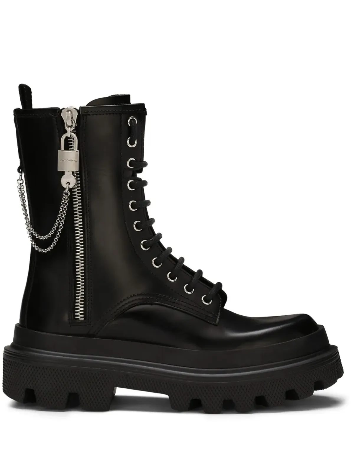 Dolce & Gabbana チェーンリンクディテール コンバットブーツ - ブラック - 画像1