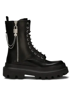 Dolce & Gabbana チェーンリンクディテール コンバットブーツ - ブラック - サムネイル1