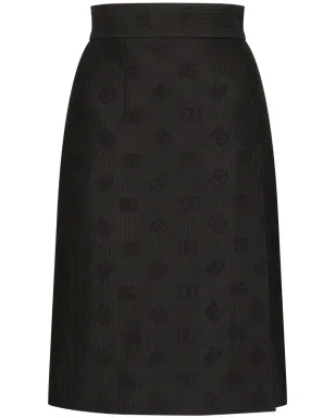 Dolce & Gabbana モノグラムジャカード ストレートミディスカート - ブラック - サムネイル1