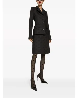 Dolce & Gabbana モノグラムジャカード ストレートミディスカート - ブラック - サムネイル2