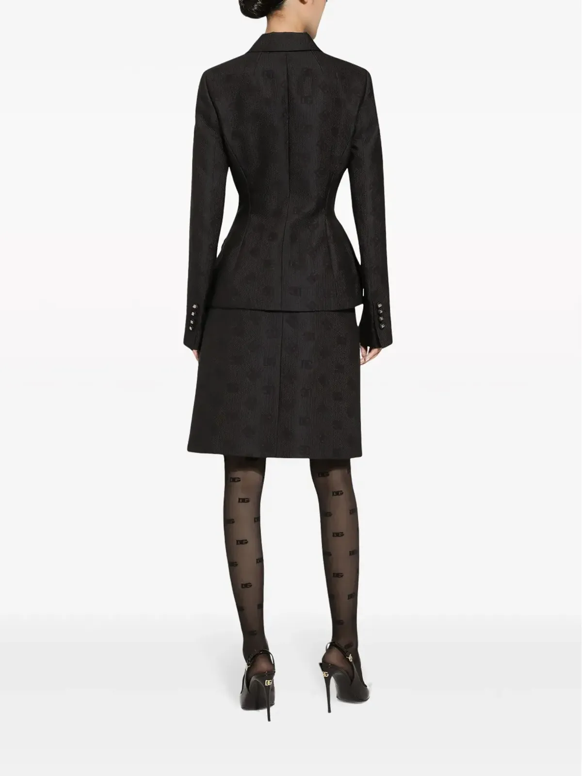 Dolce & Gabbana モノグラムジャカード ストレートミディスカート - ブラック - 画像4