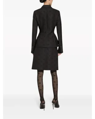 Dolce & Gabbana モノグラムジャカード ストレートミディスカート - ブラック - サムネイル4