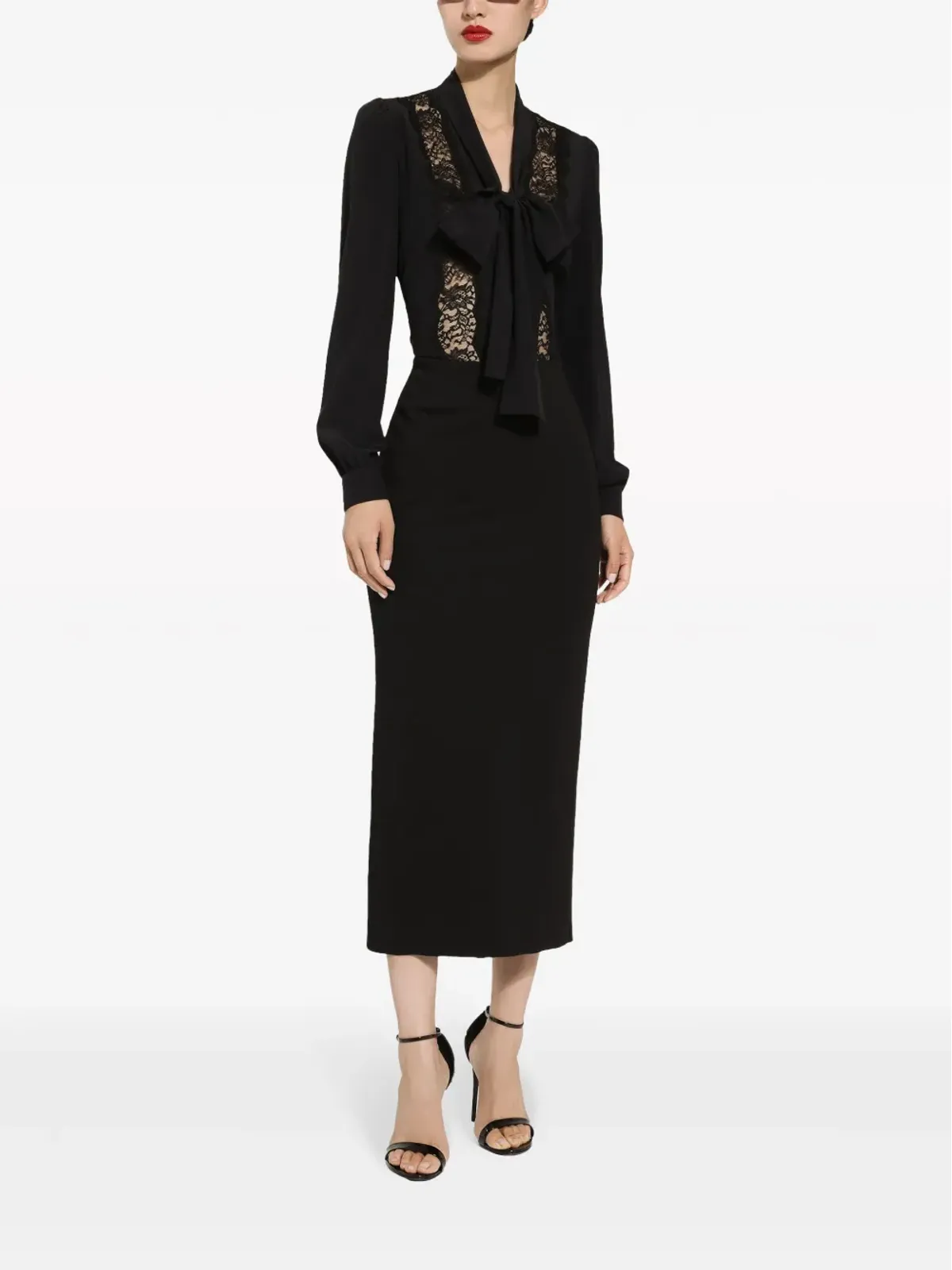 Dolce & Gabbana ハイウエスト ストレート ミディ丈スカート - ブラック - 画像3