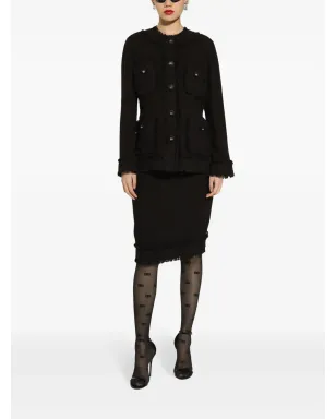 Dolce & Gabbana DGプレート付きツイードミディスカート - ブラック - サムネイル3