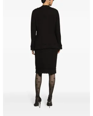 Dolce & Gabbana DGプレート付きツイードミディスカート - ブラック - サムネイル4