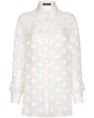 Dolce & Gabbana モノグラムジャカード セミシアー生地 シャツ ホワイト - サムネイル1