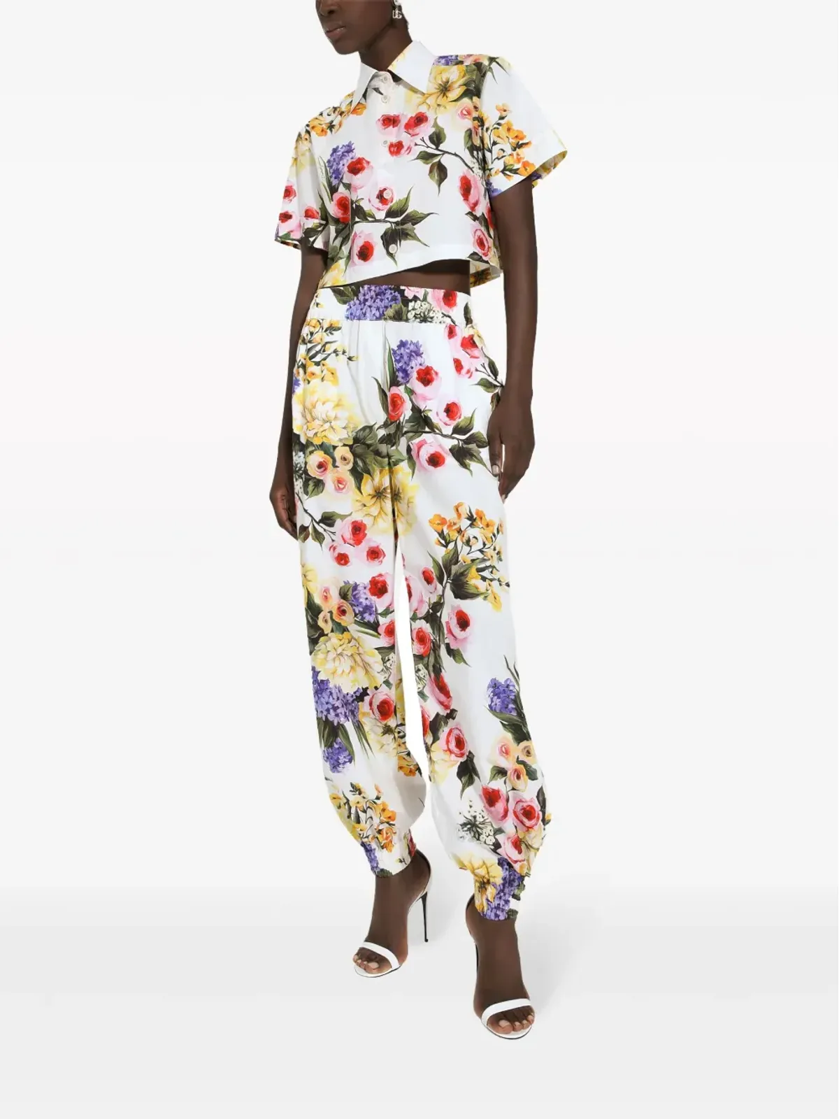 Dolce & Gabbana 花柄プリント コットン クロップドシャツ - ホワイト - 画像2
