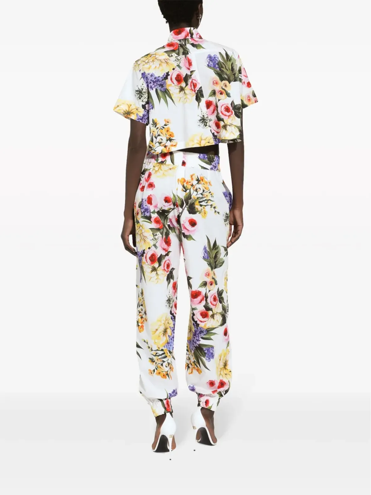 Dolce & Gabbana 花柄プリント コットン クロップドシャツ - ホワイト - 画像4