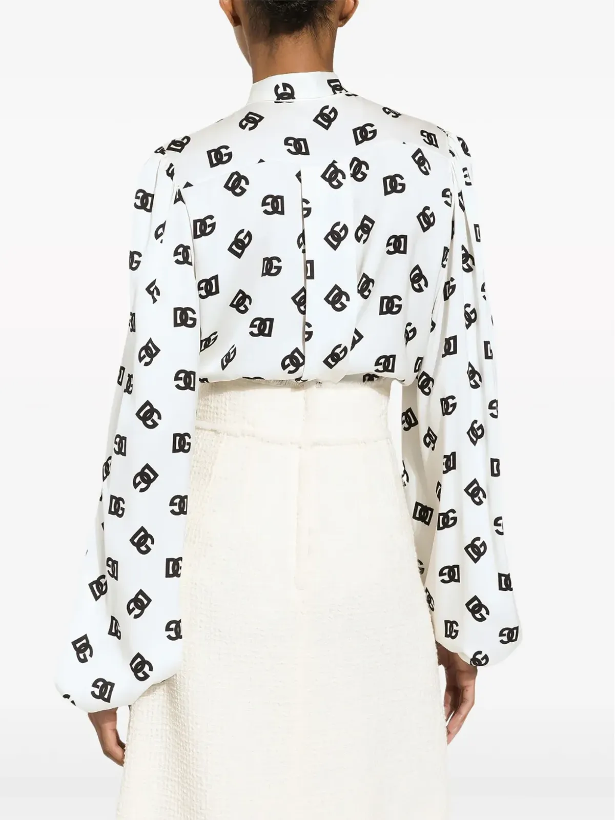 Dolce & Gabbana ロゴプリント スカーフ一体型シャツ - White - 画像4