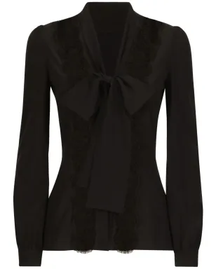 Dolce & Gabbana リボンモチーフのサテンシャツ - ブラック - サムネイル1