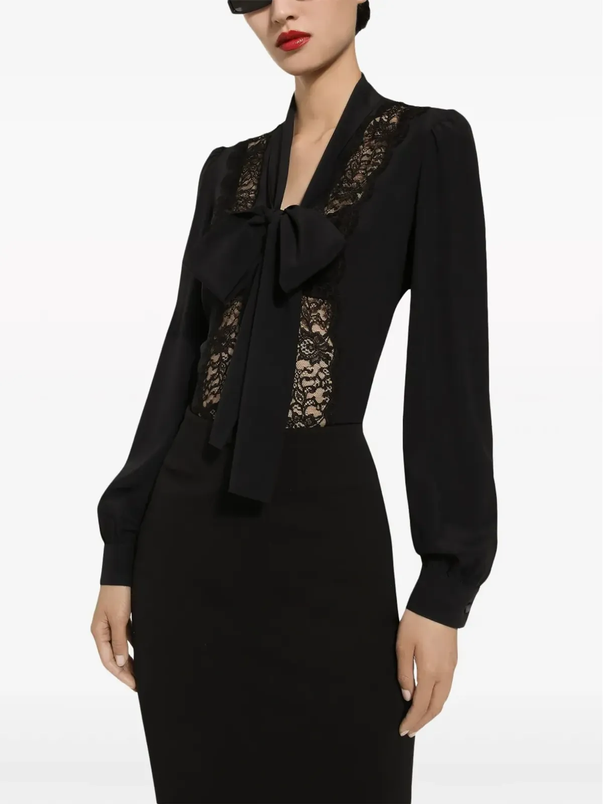 Dolce & Gabbana リボンモチーフのサテンシャツ - ブラック - 画像5