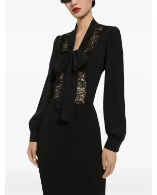 Dolce & Gabbana リボンモチーフのサテンシャツ - ブラック - サムネイル5