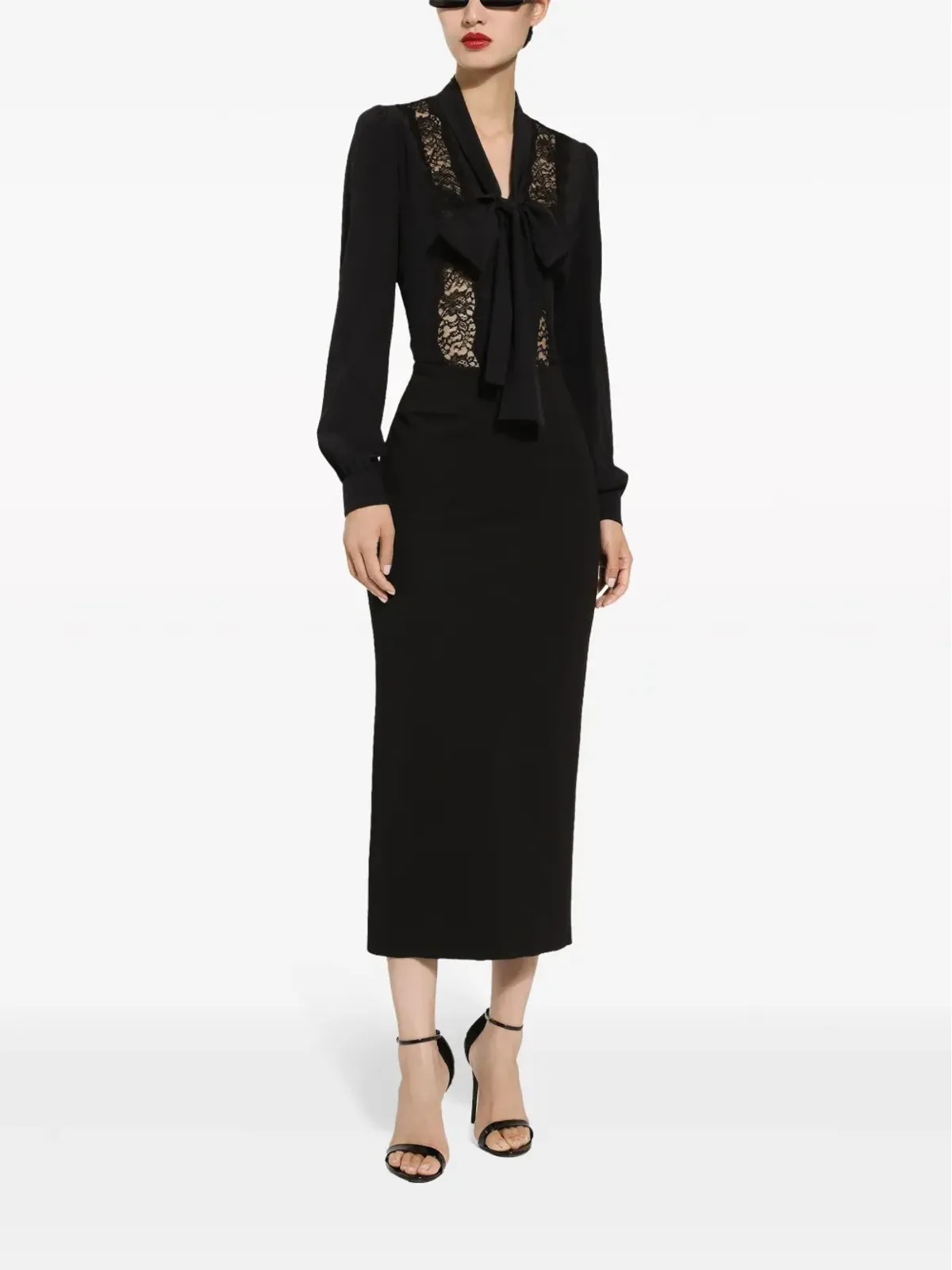 Dolce & Gabbana リボンモチーフのサテンシャツ - ブラック - 画像3