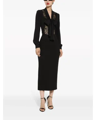 Dolce & Gabbana リボンモチーフのサテンシャツ - ブラック - サムネイル3