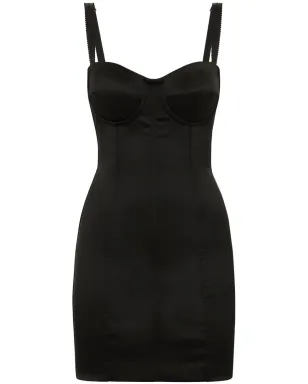 Dolce & Gabbana DNA サテン・ビスチェ風ミニドレス - ブラック - サムネイル1