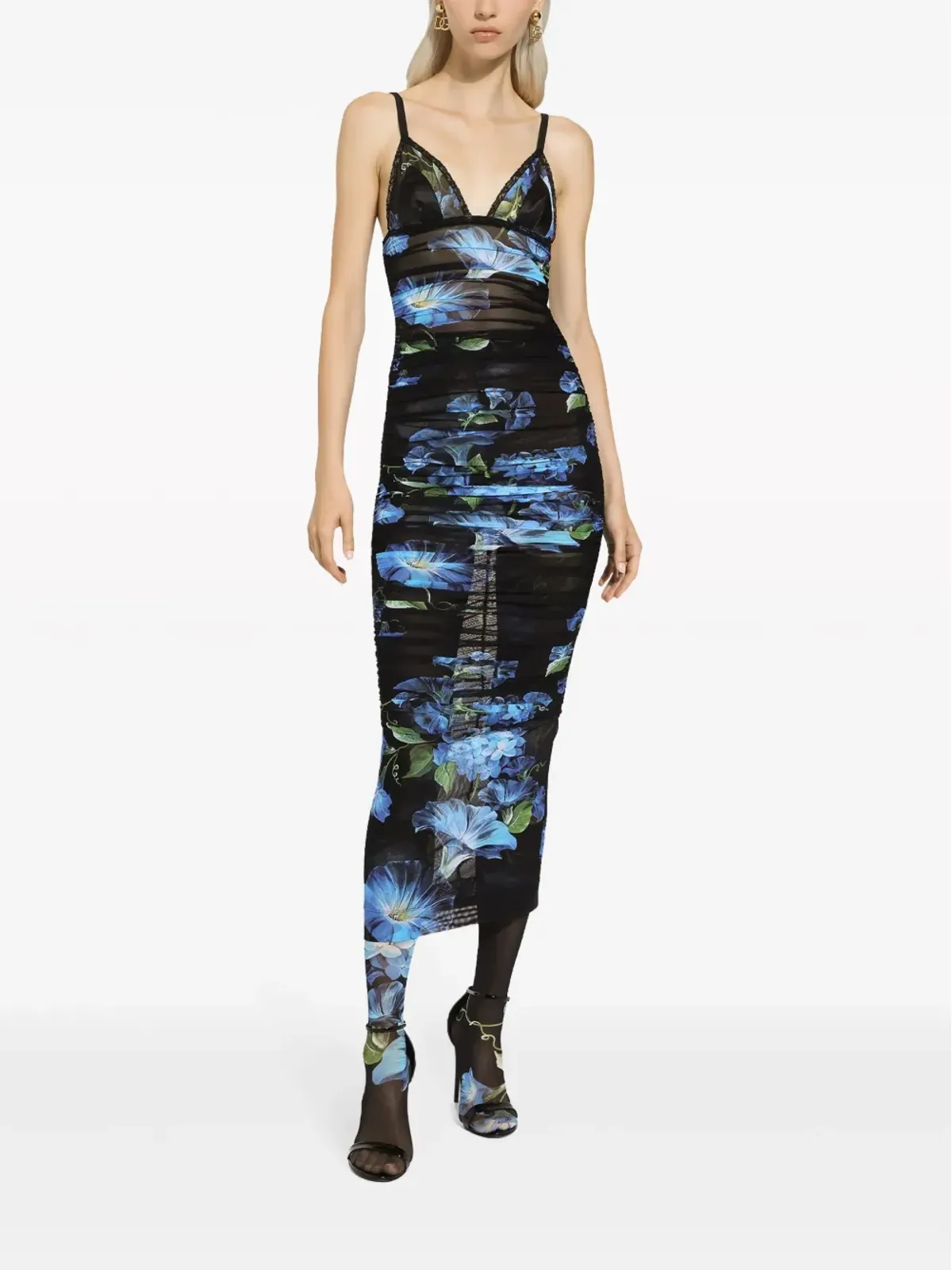 Dolce & Gabbana 花柄プリント Vネック ドレス - 画像3