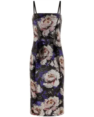 Dolce & Gabbana スパンコール装飾 ノースリーブ ミディ丈ドレス 紫 - サムネイル1