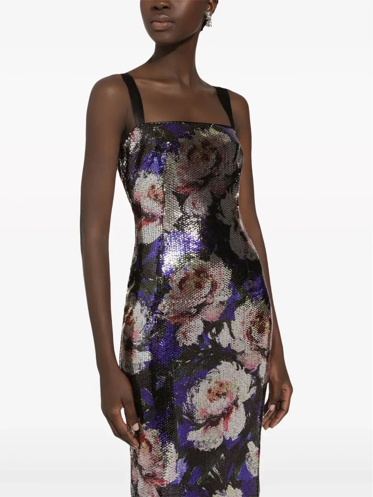Dolce & Gabbana スパンコール装飾 ノースリーブ ミディ丈ドレス 紫 - 画像5