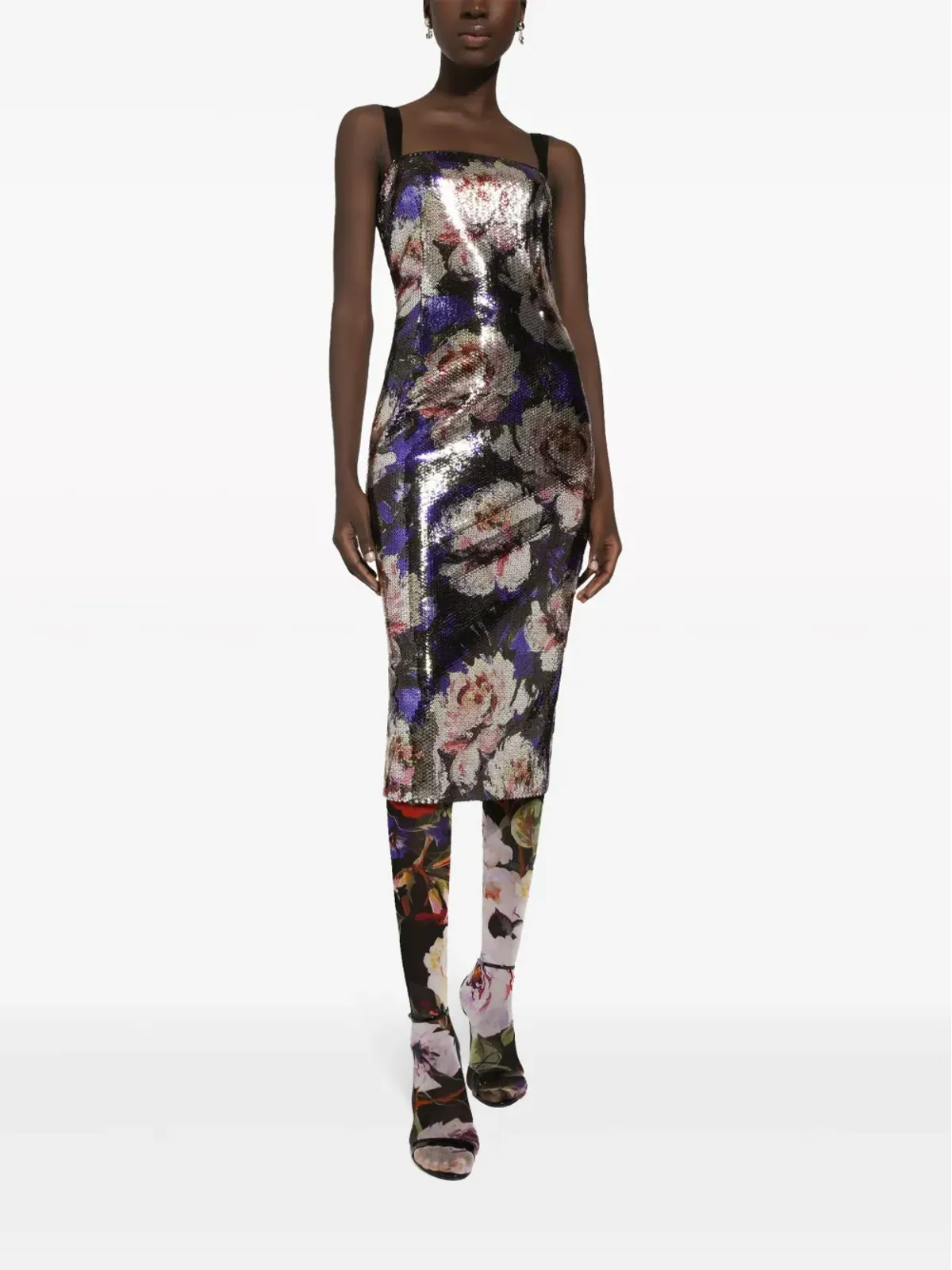 Dolce & Gabbana スパンコール装飾 ノースリーブ ミディ丈ドレス 紫 - 画像2