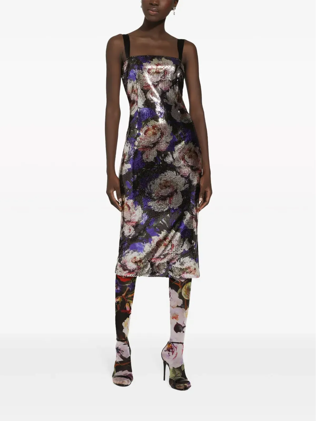 Dolce & Gabbana スパンコール装飾 ノースリーブ ミディ丈ドレス 紫 - 画像3