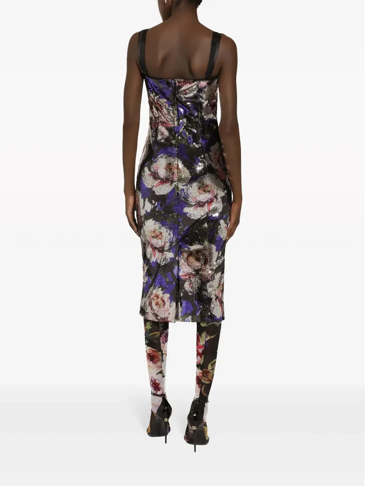 Dolce & Gabbana スパンコール装飾 ノースリーブ ミディ丈ドレス 紫 - 画像4