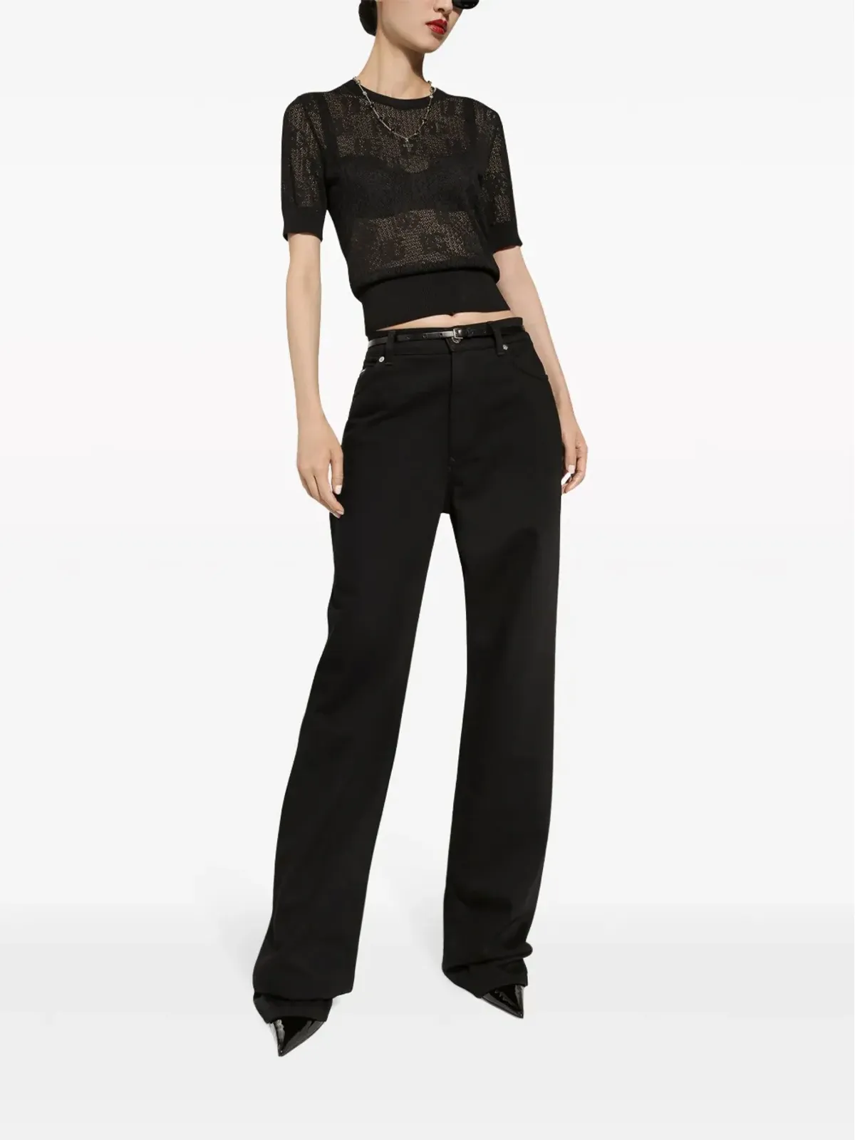 Dolce & Gabbana ロゴパッチ ワイドレッグジーンズ - 画像2