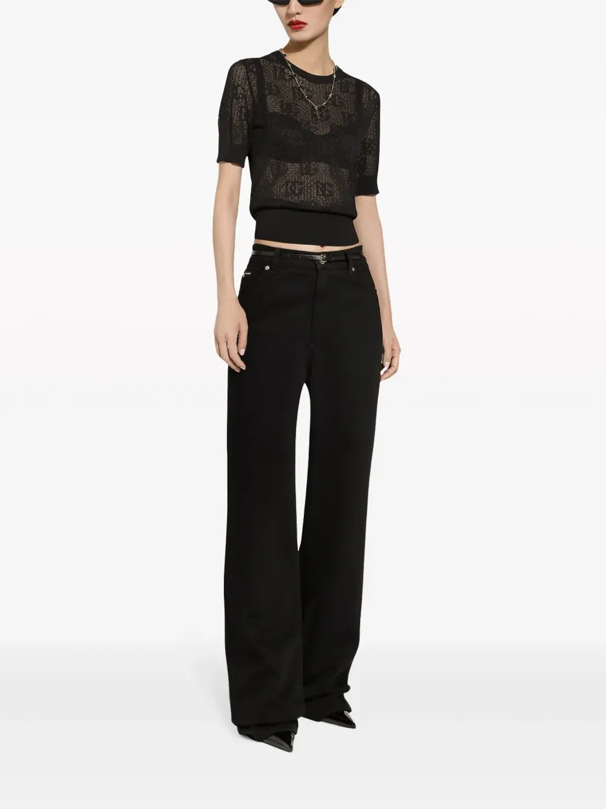 Dolce & Gabbana ロゴパッチ ワイドレッグジーンズ - 画像3
