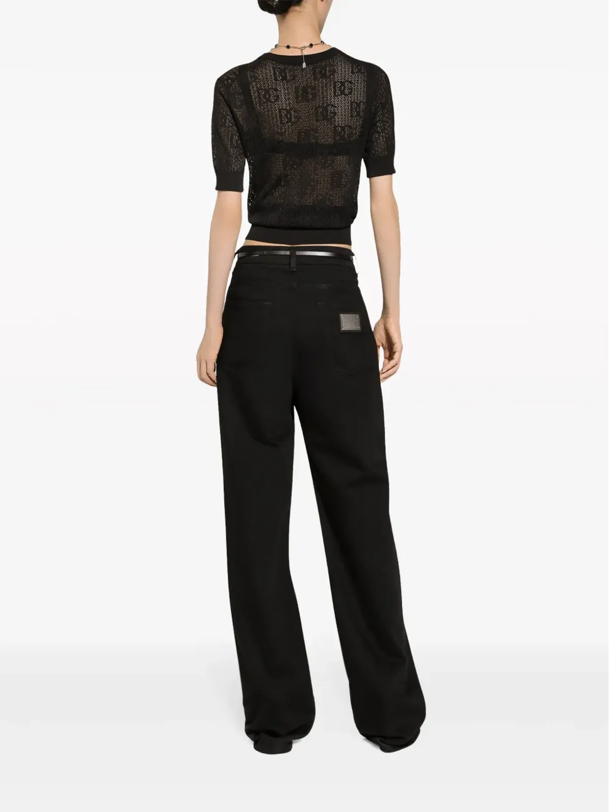 Dolce & Gabbana ロゴパッチ ワイドレッグジーンズ - 画像4