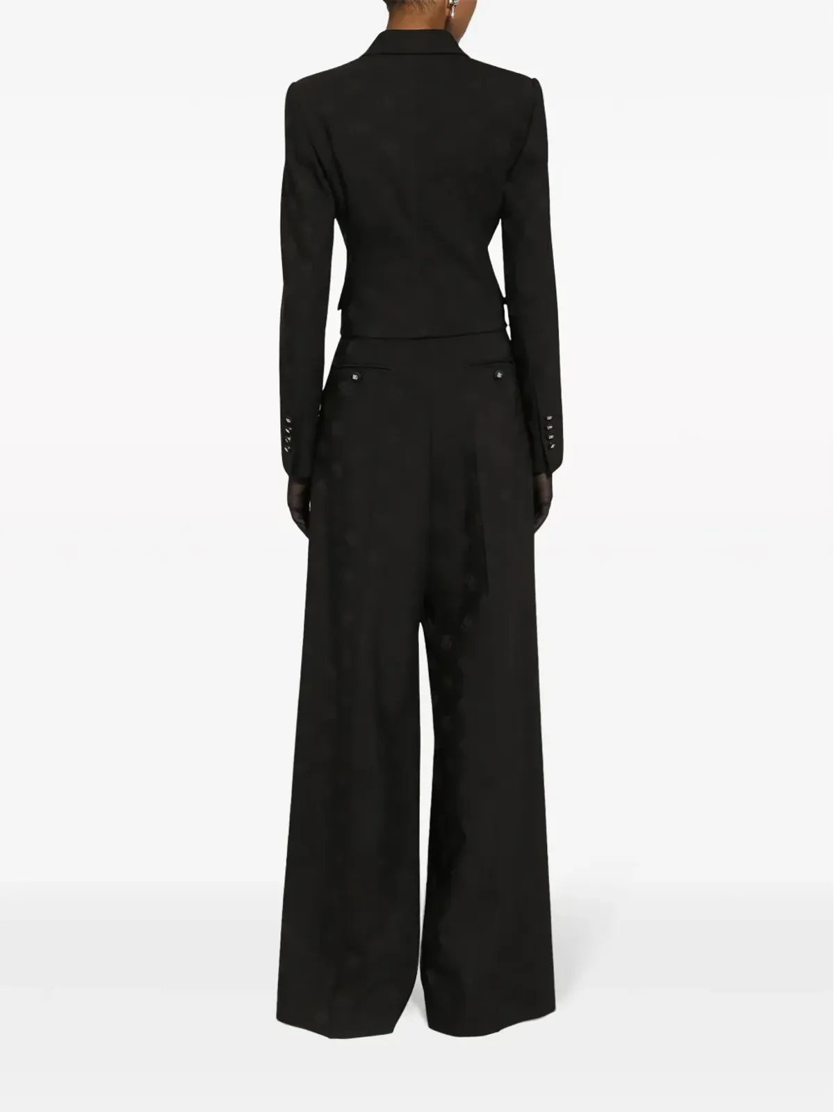 Dolce & Gabbana ロゴジャカード ウール パラッツォパンツ ブラック - 画像4
