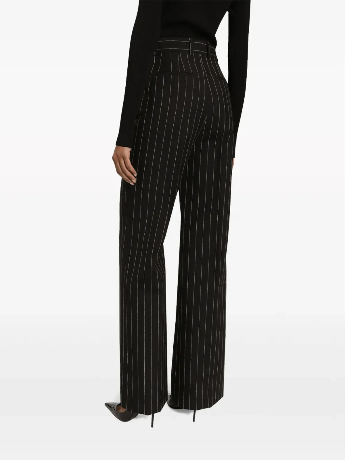 Dolce & Gabbana ストライプのハイウエストパンツ ブラック - 画像5