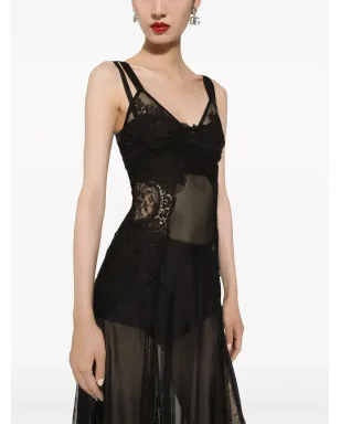 Dolce & Gabbana レースインサート付きフレアミディドレス ブラック - サムネイル5