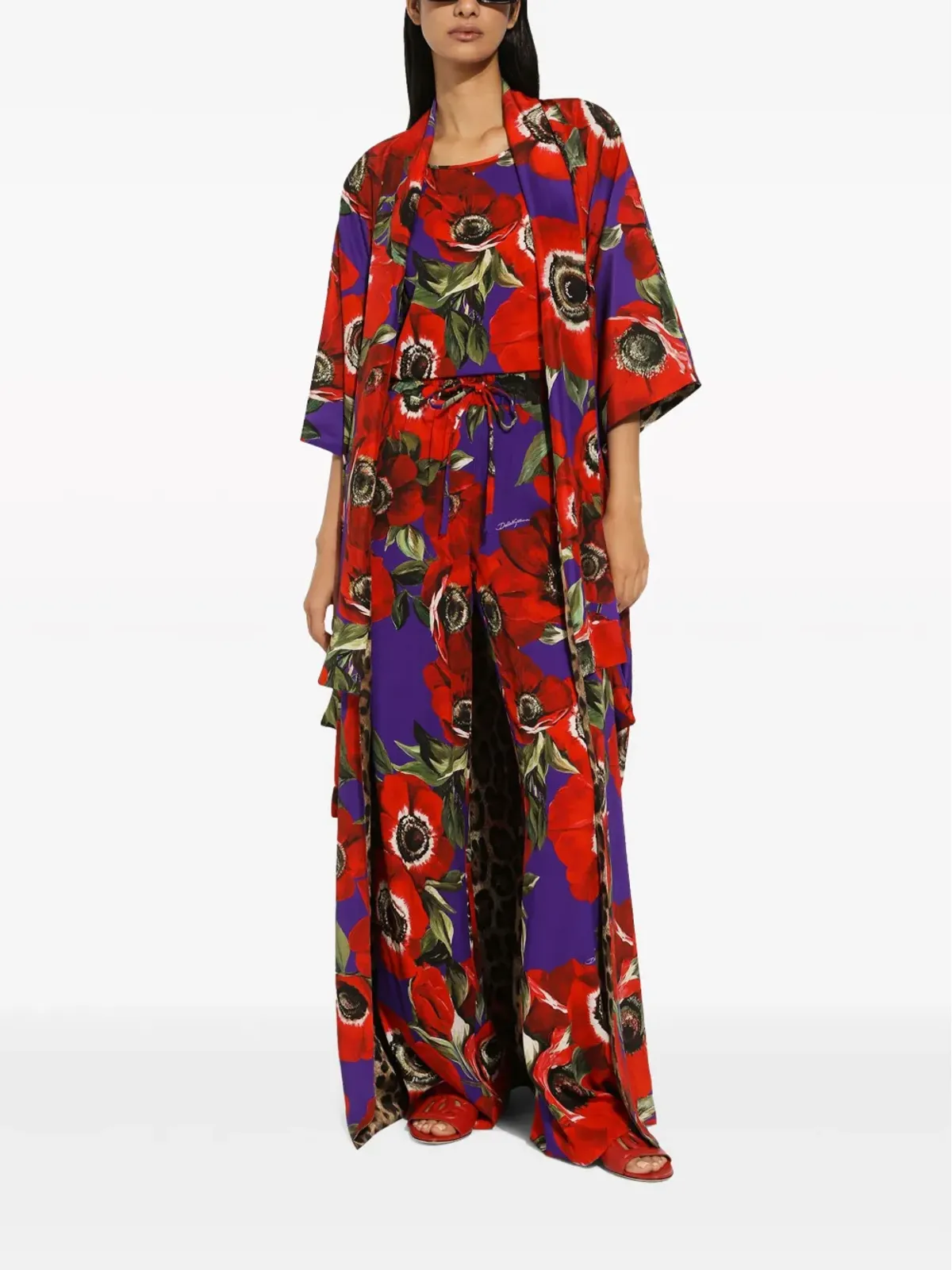 Dolce & Gabbana ポピー柄 ラウンドネック タンクトップ - パープル - 画像2