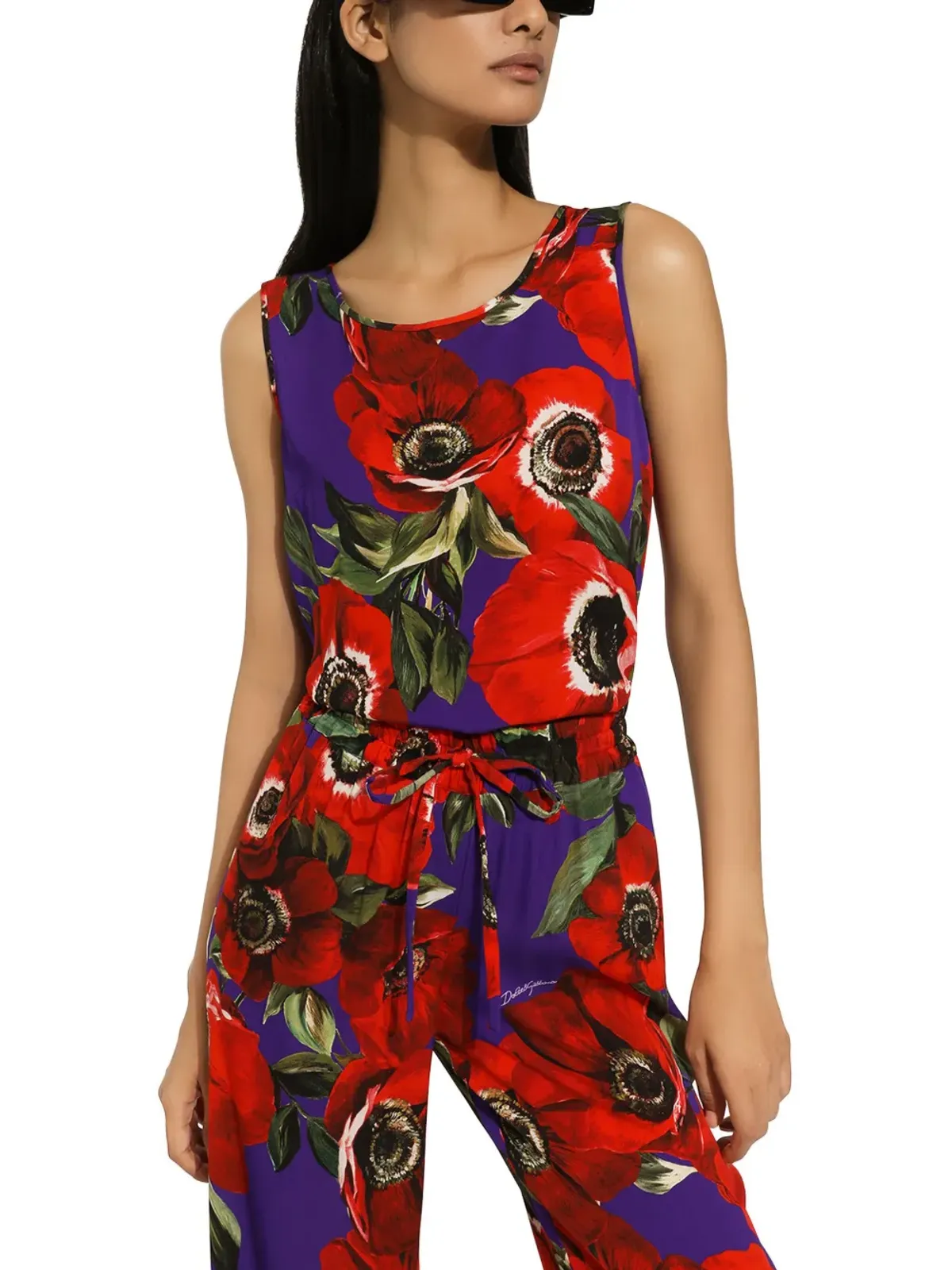 Dolce & Gabbana ポピー柄 ラウンドネック タンクトップ - パープル - 画像3