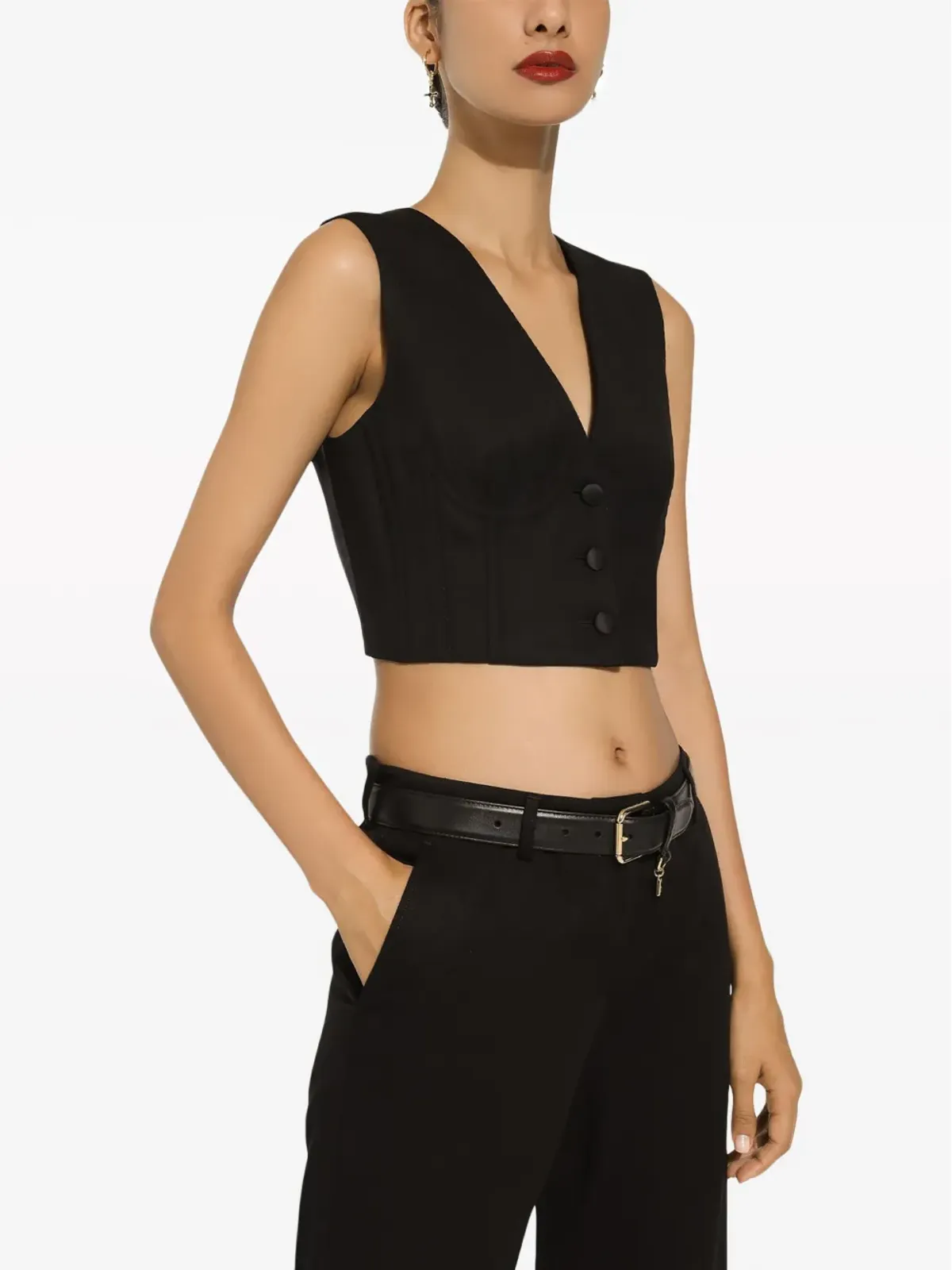 Dolce & Gabbana クロップド ビスチェ ベスト - ブラック - 画像5