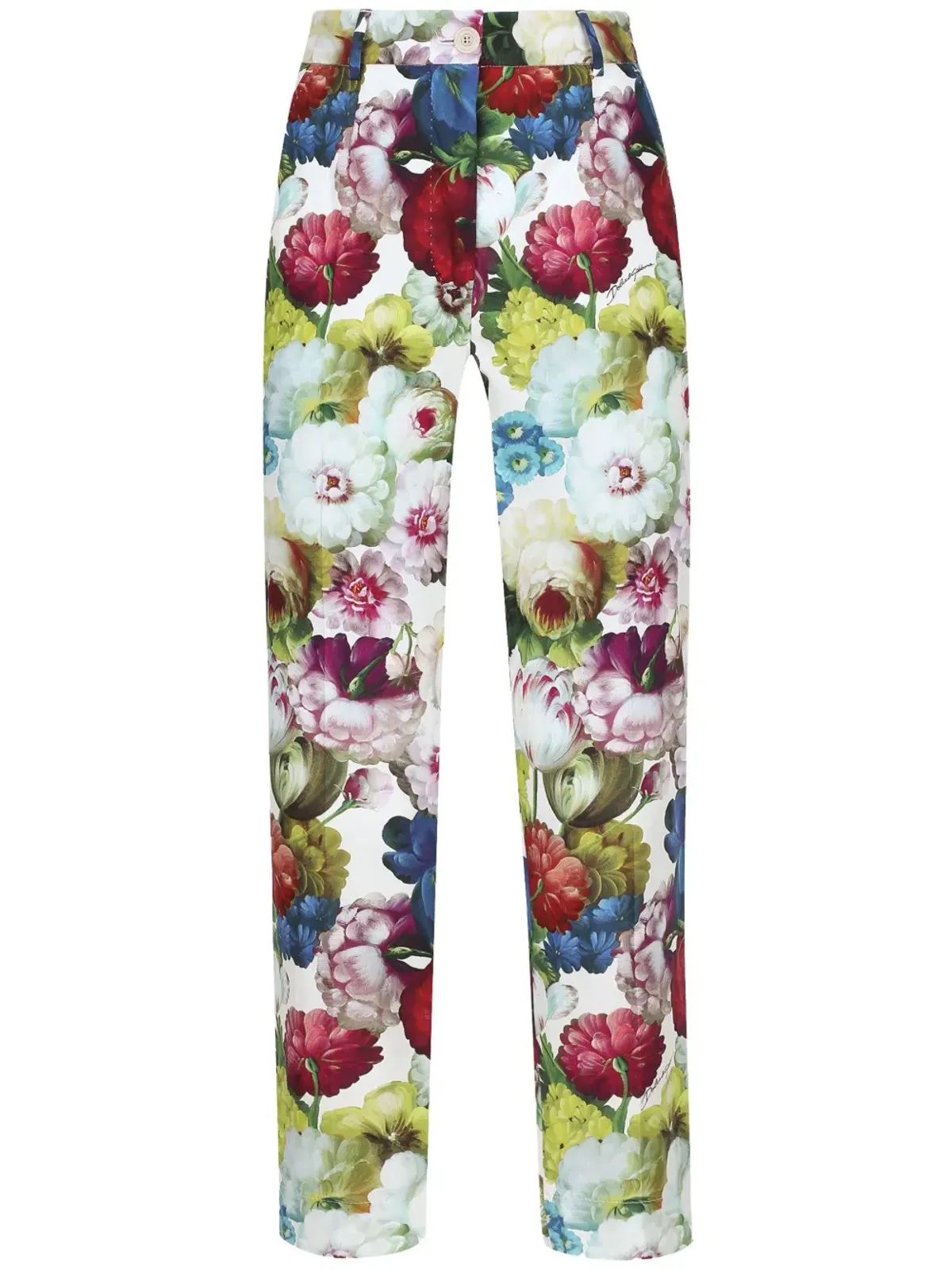 Dolce & Gabbana フローラルプリント クロップドパンツ ホワイト - 画像1