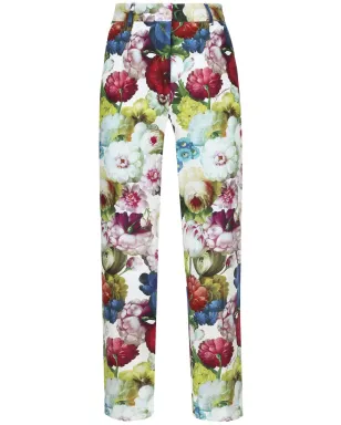 Dolce & Gabbana フローラルプリント クロップドパンツ ホワイト - サムネイル1