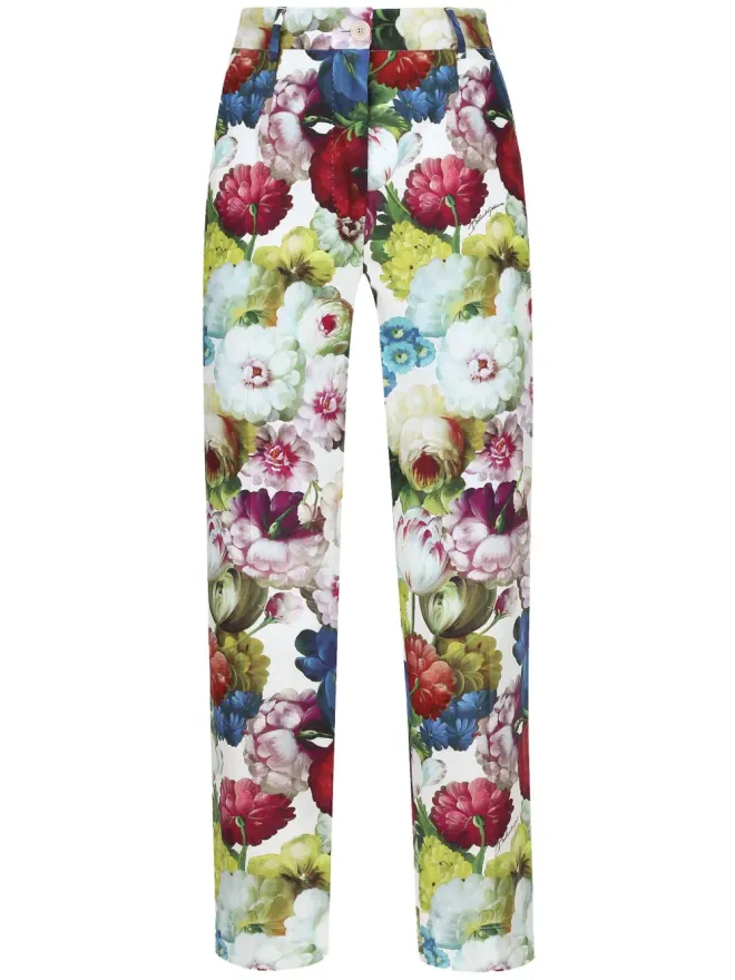 Dolce & Gabbana Dolce & Gabbana フローラルプリント クロップドパンツ ホワイトの商品画像