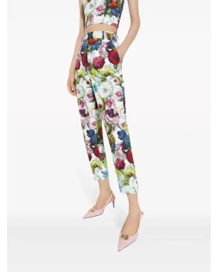 Dolce & Gabbana フローラルプリント クロップドパンツ ホワイト - サムネイル5