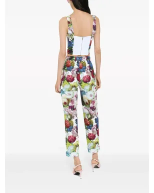 Dolce & Gabbana フローラルプリント クロップドパンツ ホワイト - サムネイル4
