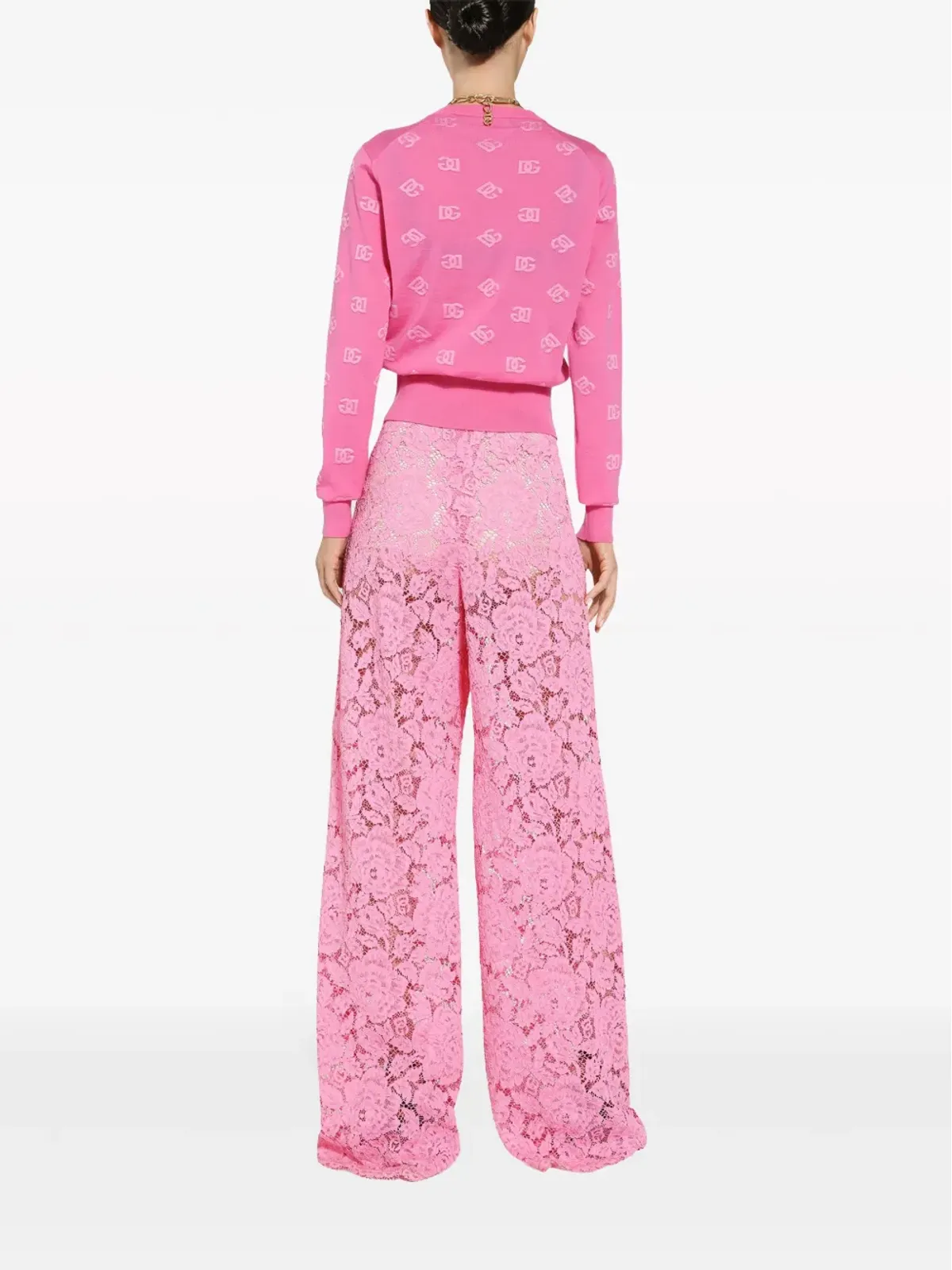 Dolce & Gabbana ロゴジャカード クルーネック ジャンパー ピンク - 画像4
